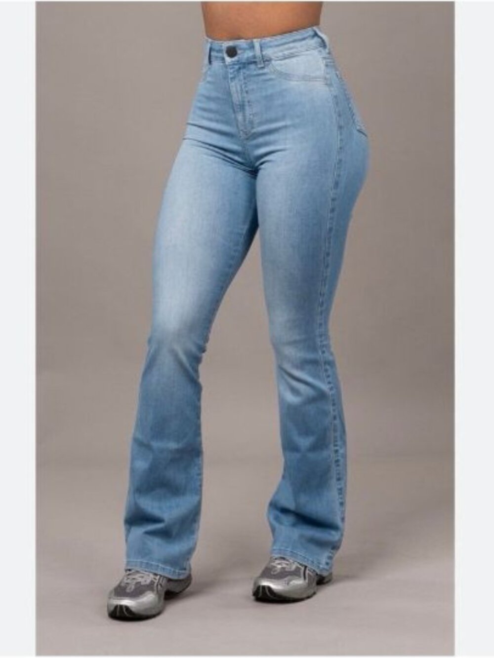 FIT JEANS Flared Jeans Womens Medium Light Blue High Rise Stretch Scandinavian